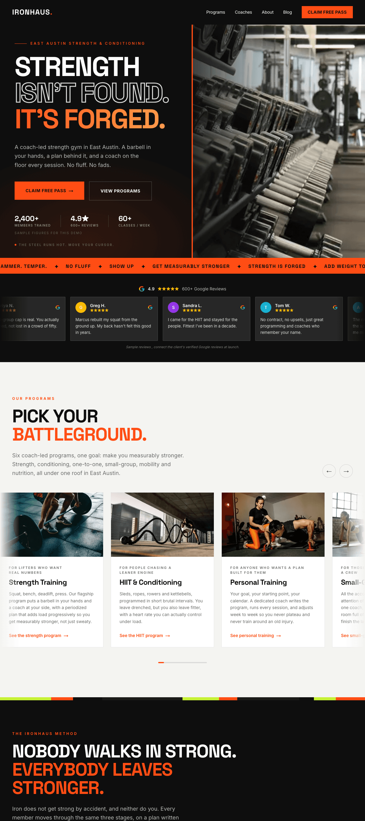 Ironhaus Strength Co. website
